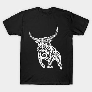 Tribal Bull Design T-Shirt